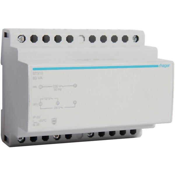 Hager Sicherheitstrafo 12V/5,25Ao.24V/2,63A ST315